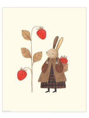 IKEA BILD Poster, strawberry rabbit, 16x20 "